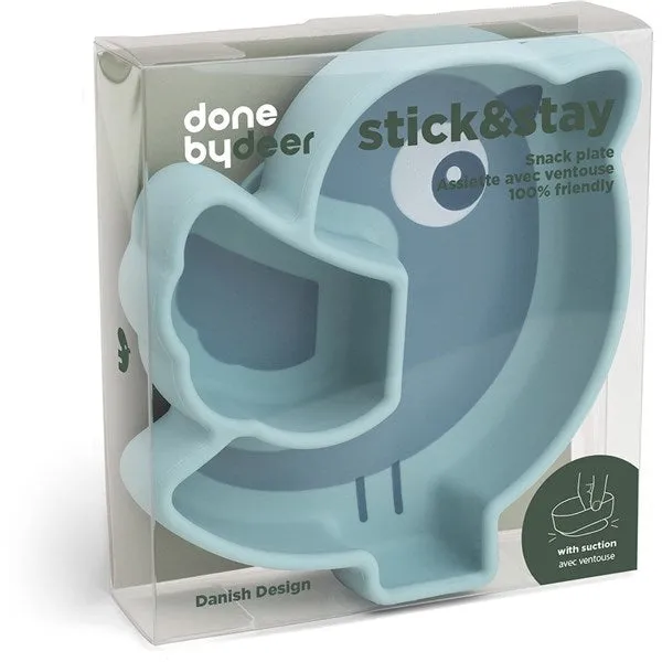 Done by Deer Silicone Stick&Stay Snack Plate Birdee Blue