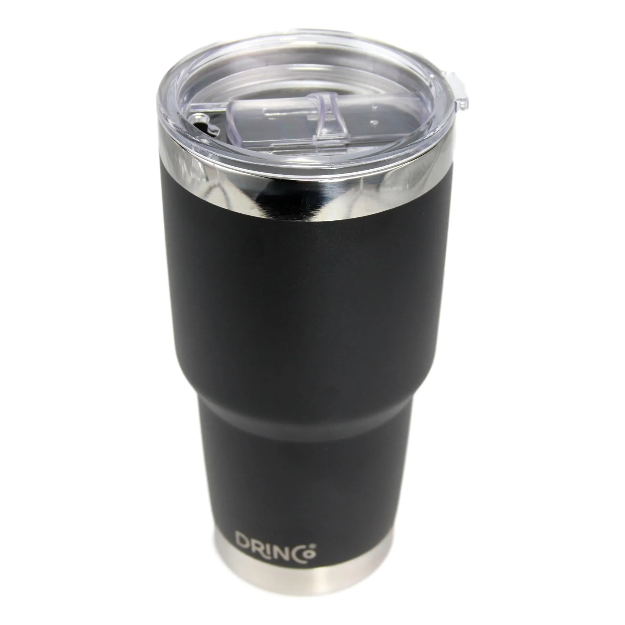 DRINCO® 30oz Insulated Tumbler Spill Proof Lid w/2 Straws - Black