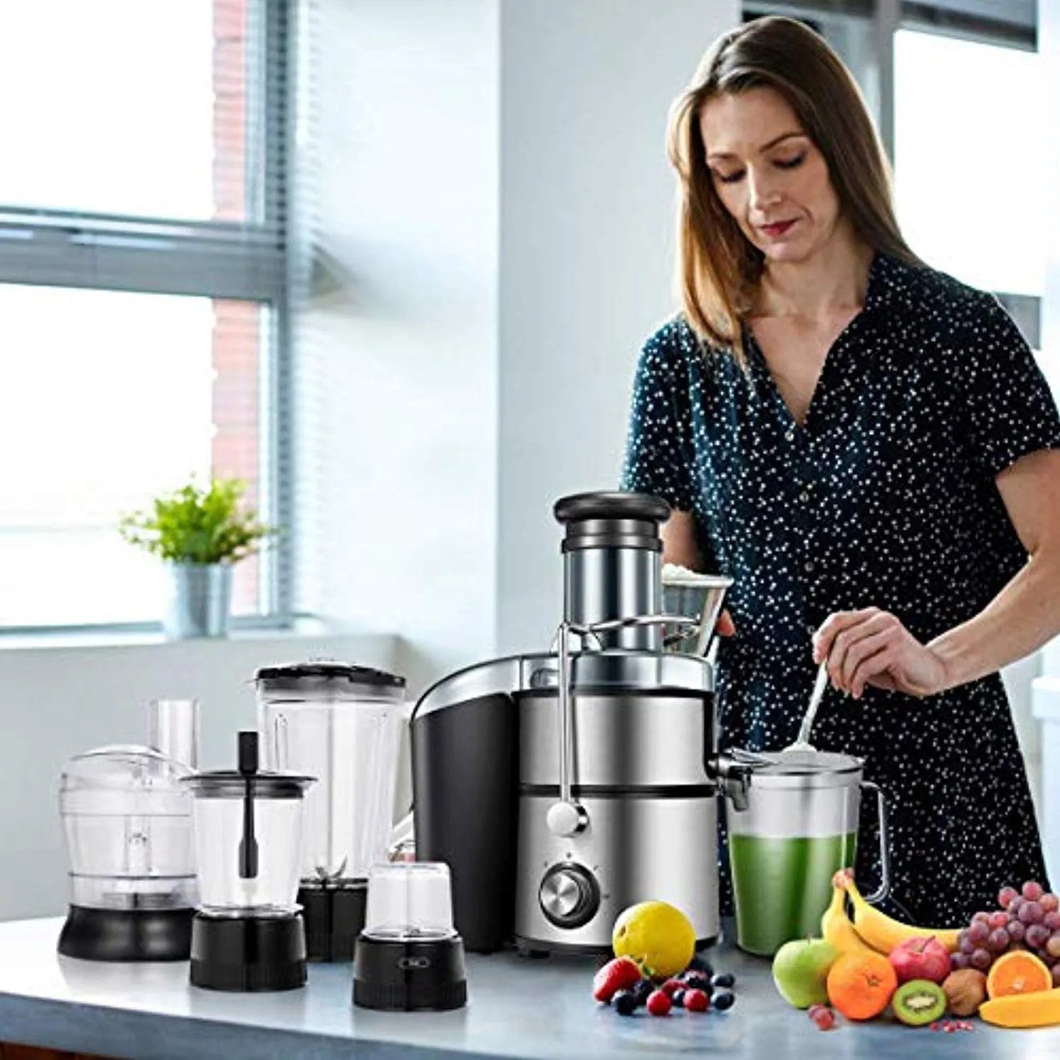 Electric 5-in-1 Professional Food Processor and Juicer Combo