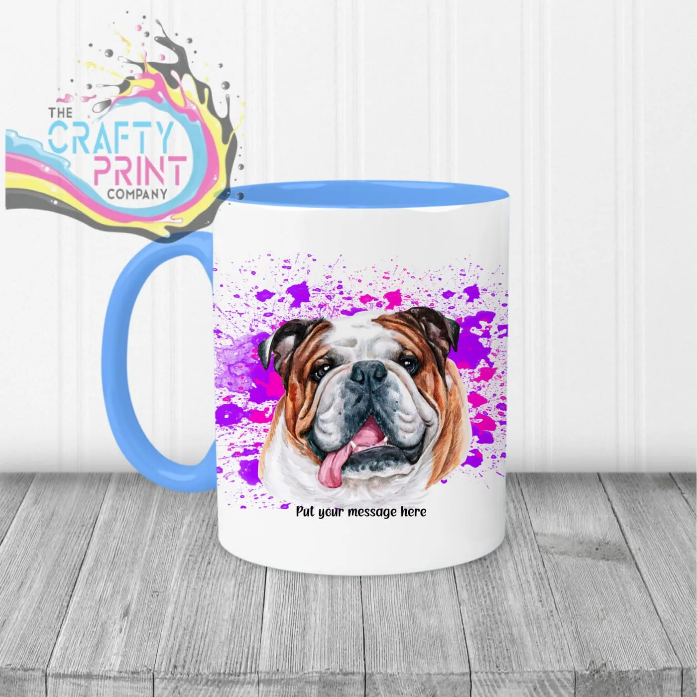 English Bulldog Paint Splatter Personalised Mug