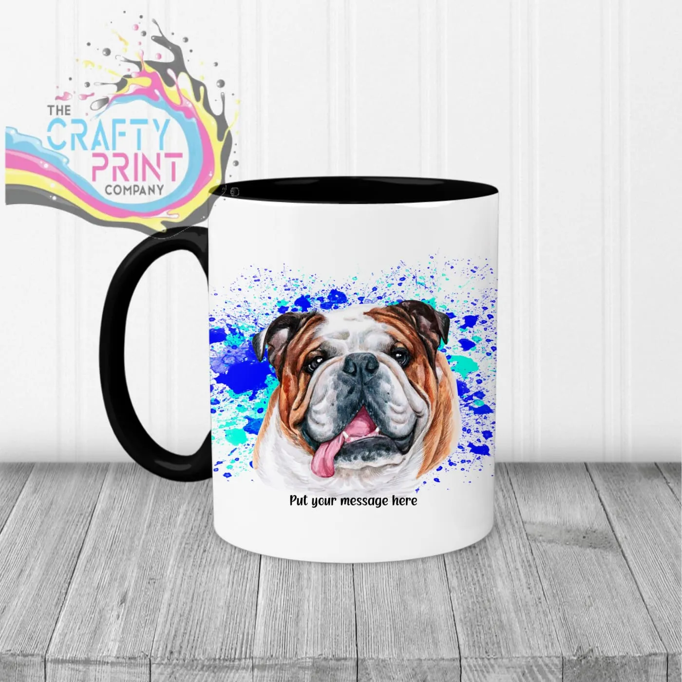 English Bulldog Paint Splatter Personalised Mug