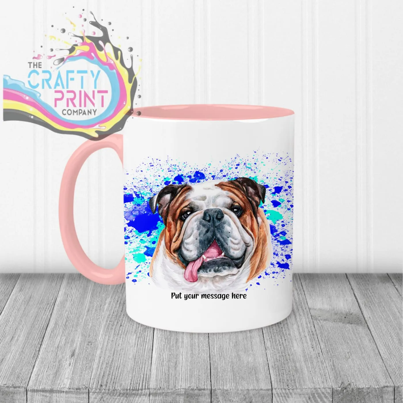 English Bulldog Paint Splatter Personalised Mug