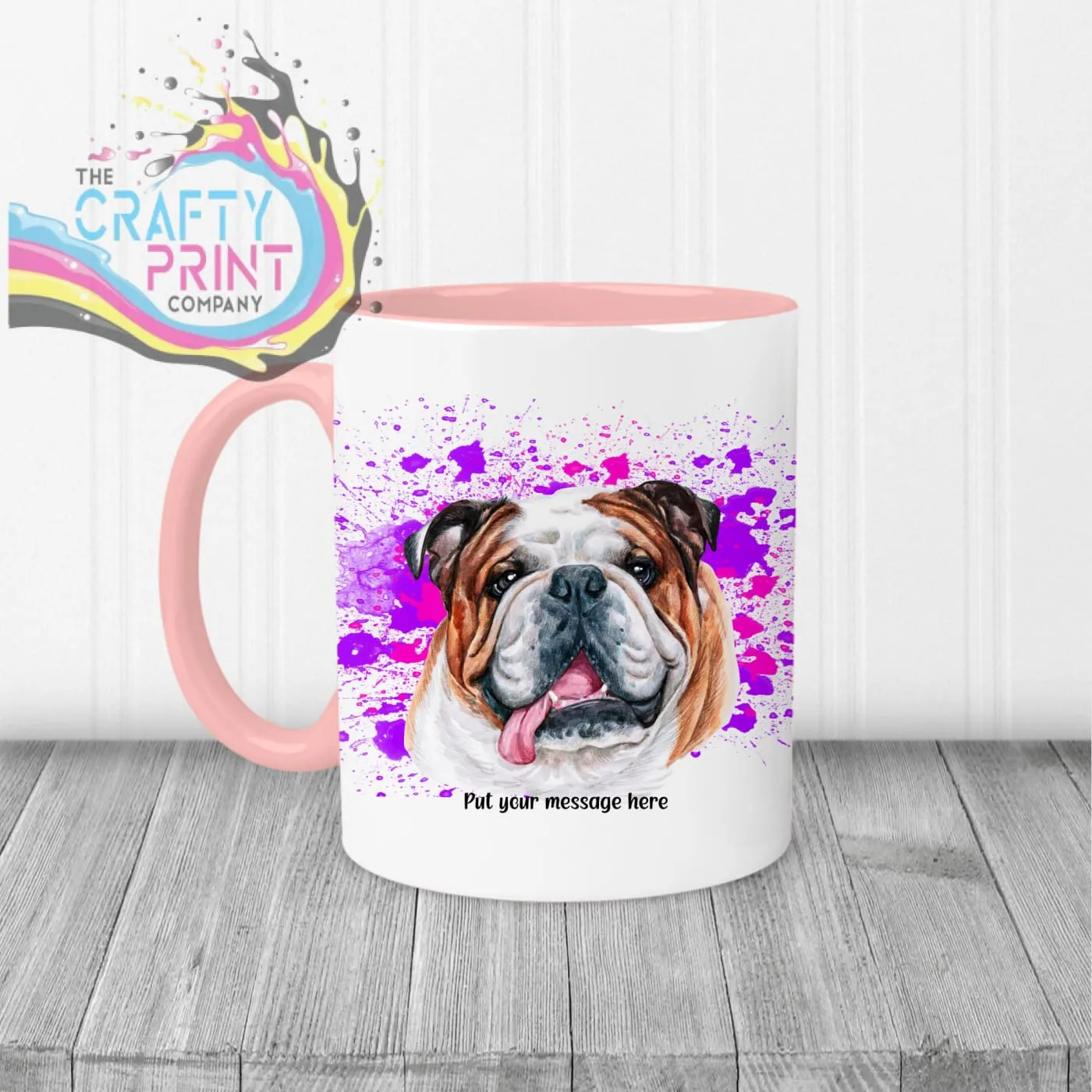 English Bulldog Paint Splatter Personalised Mug