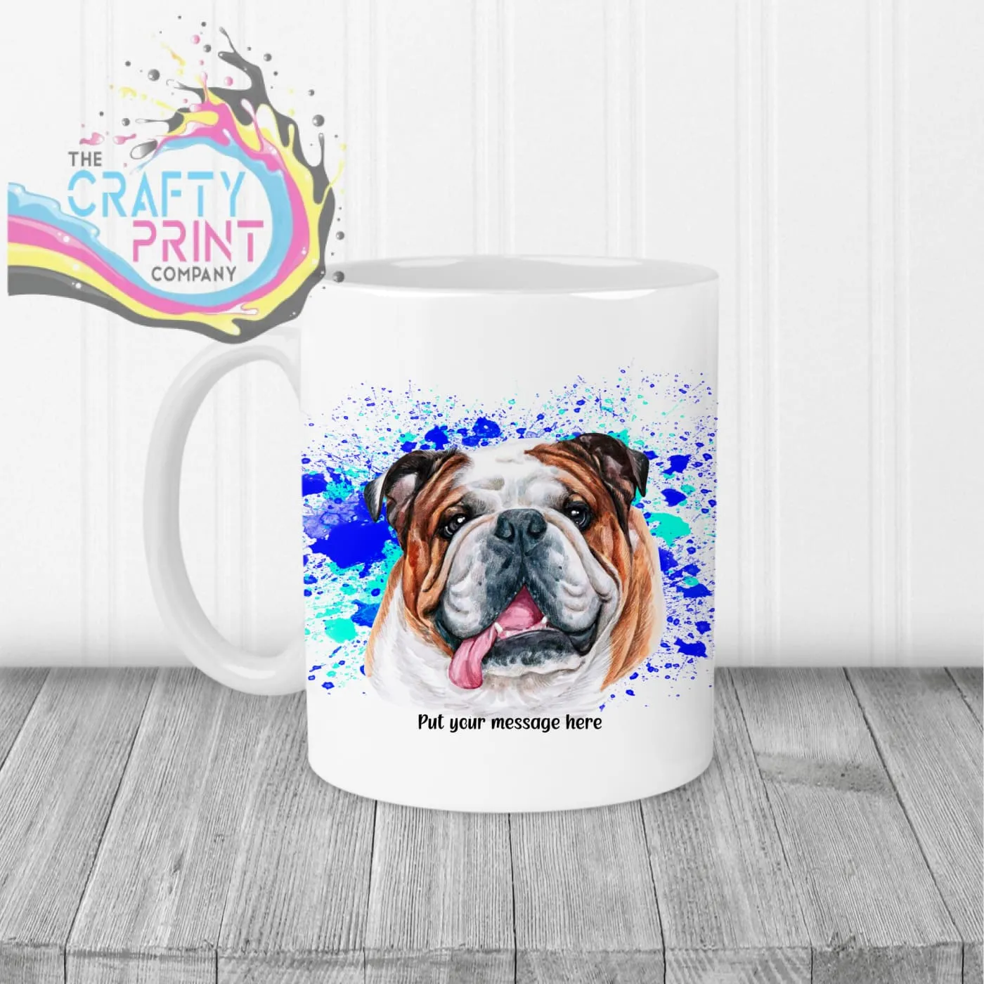 English Bulldog Paint Splatter Personalised Mug