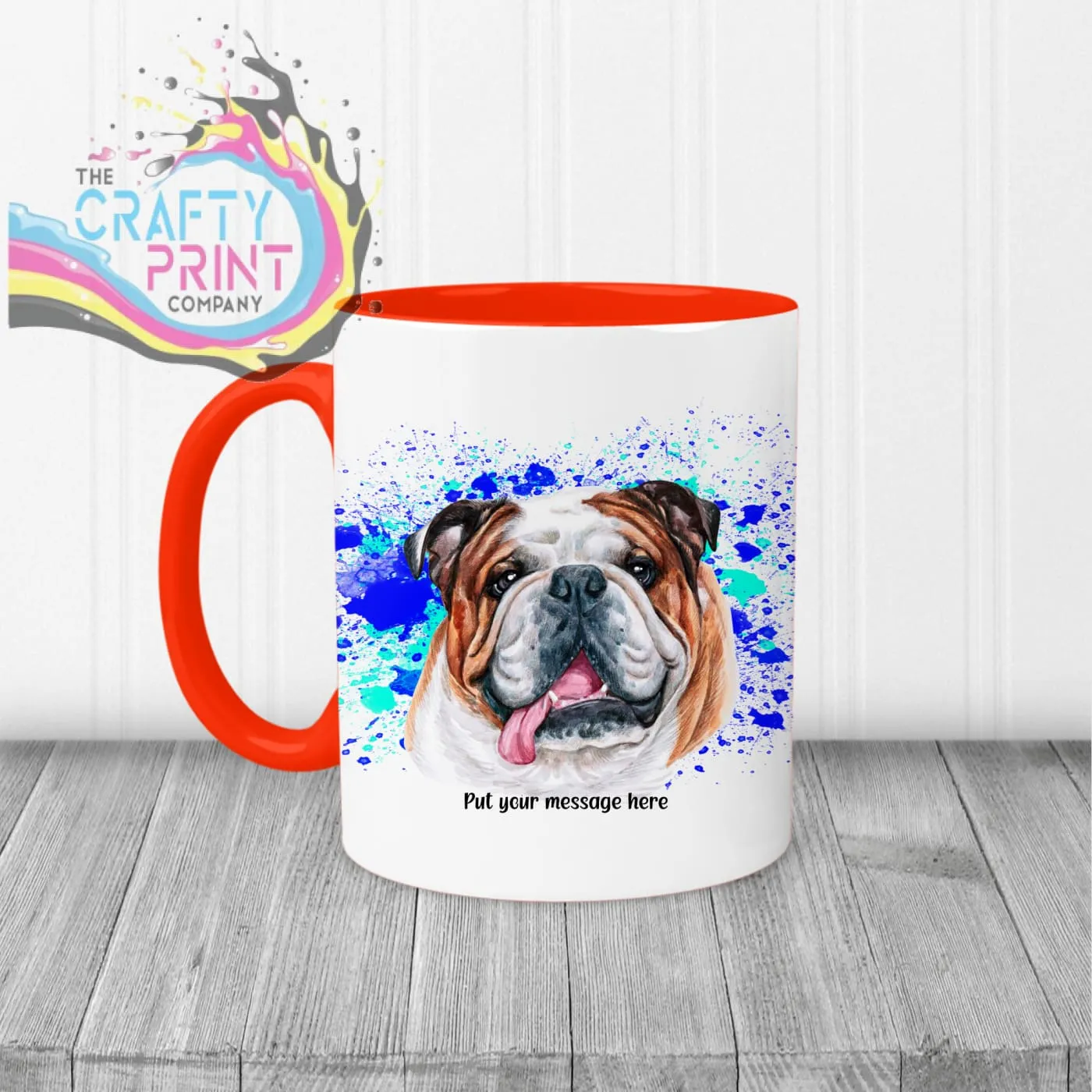 English Bulldog Paint Splatter Personalised Mug