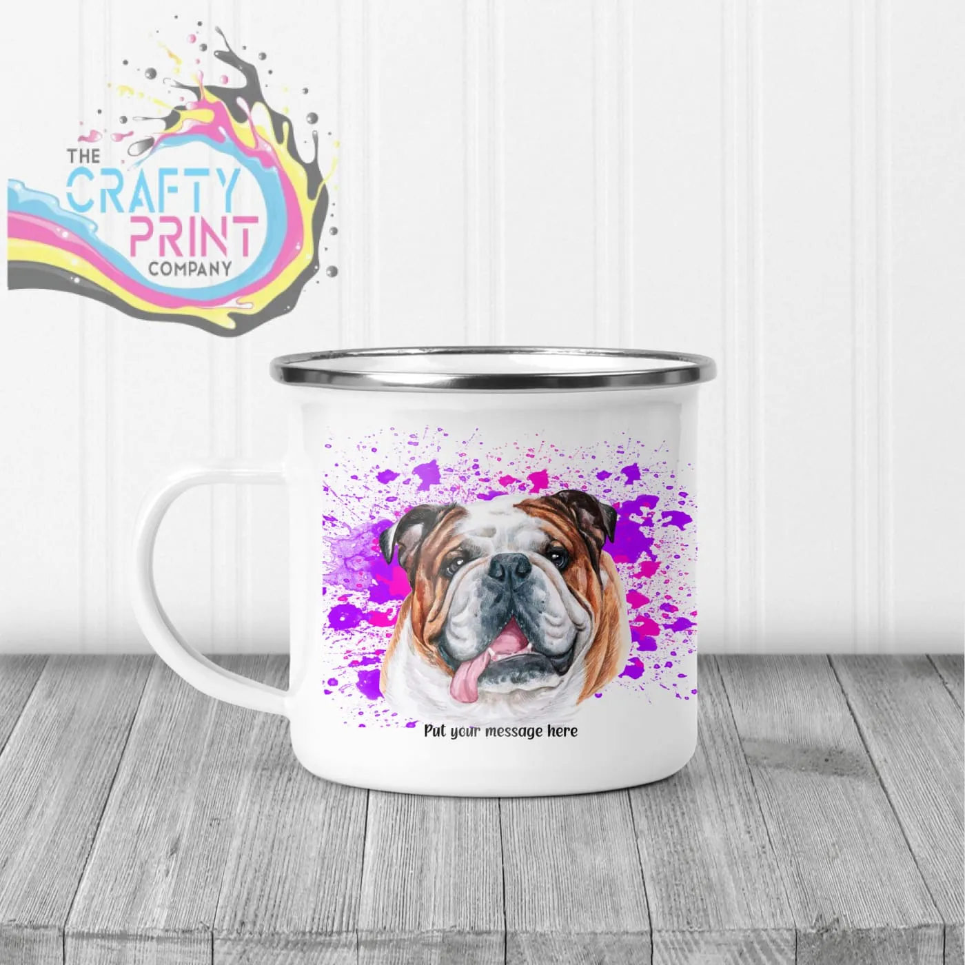 English Bulldog Paint Splatter Personalised Mug