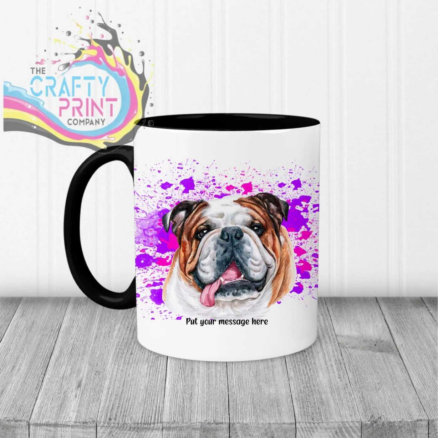 English Bulldog Paint Splatter Personalised Mug