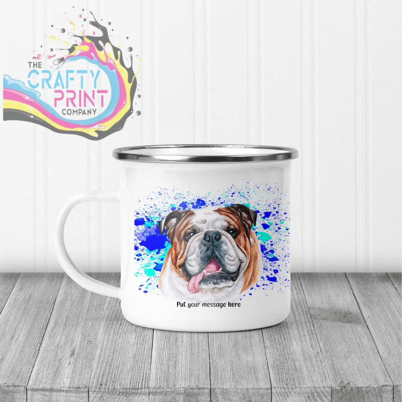 English Bulldog Paint Splatter Personalised Mug