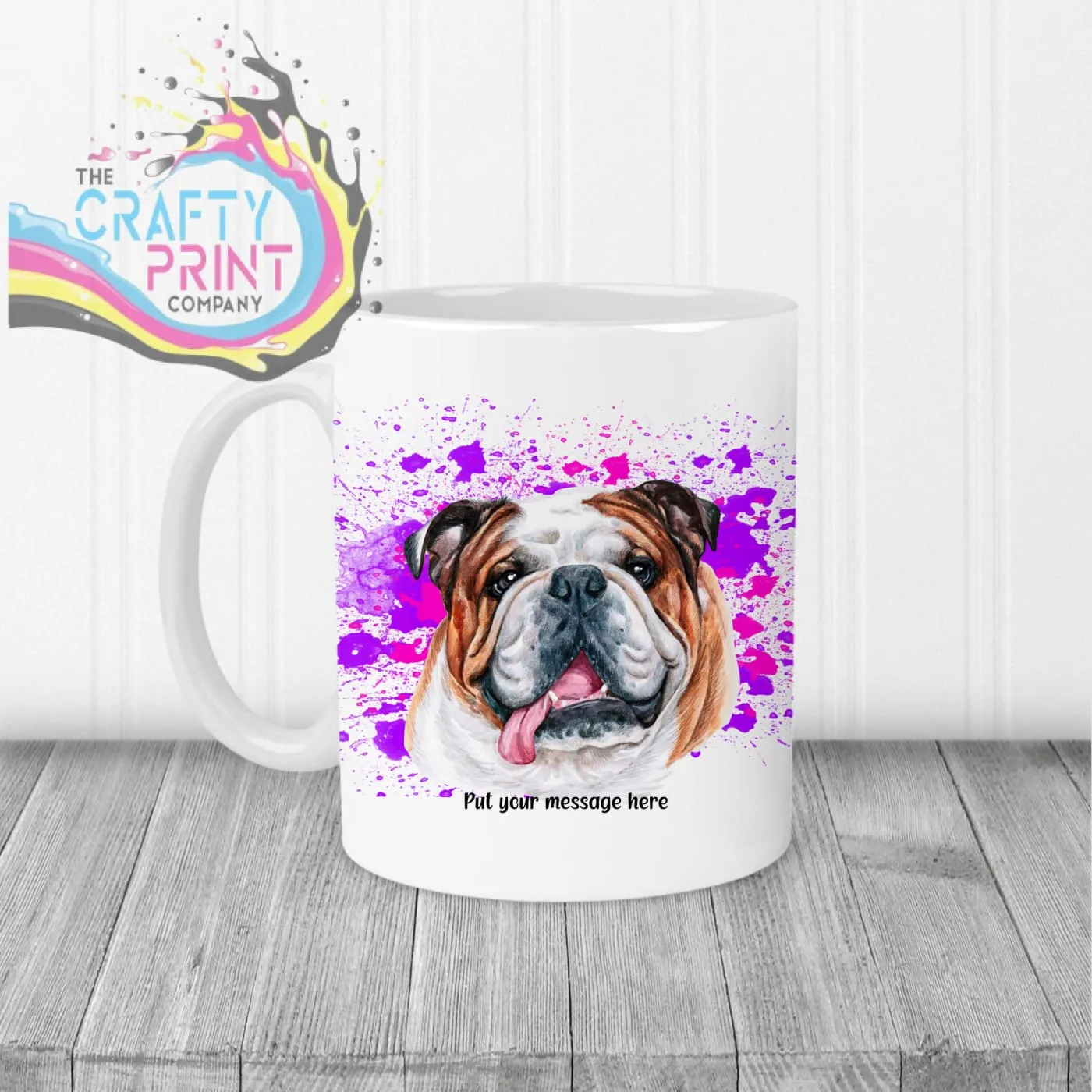 English Bulldog Paint Splatter Personalised Mug