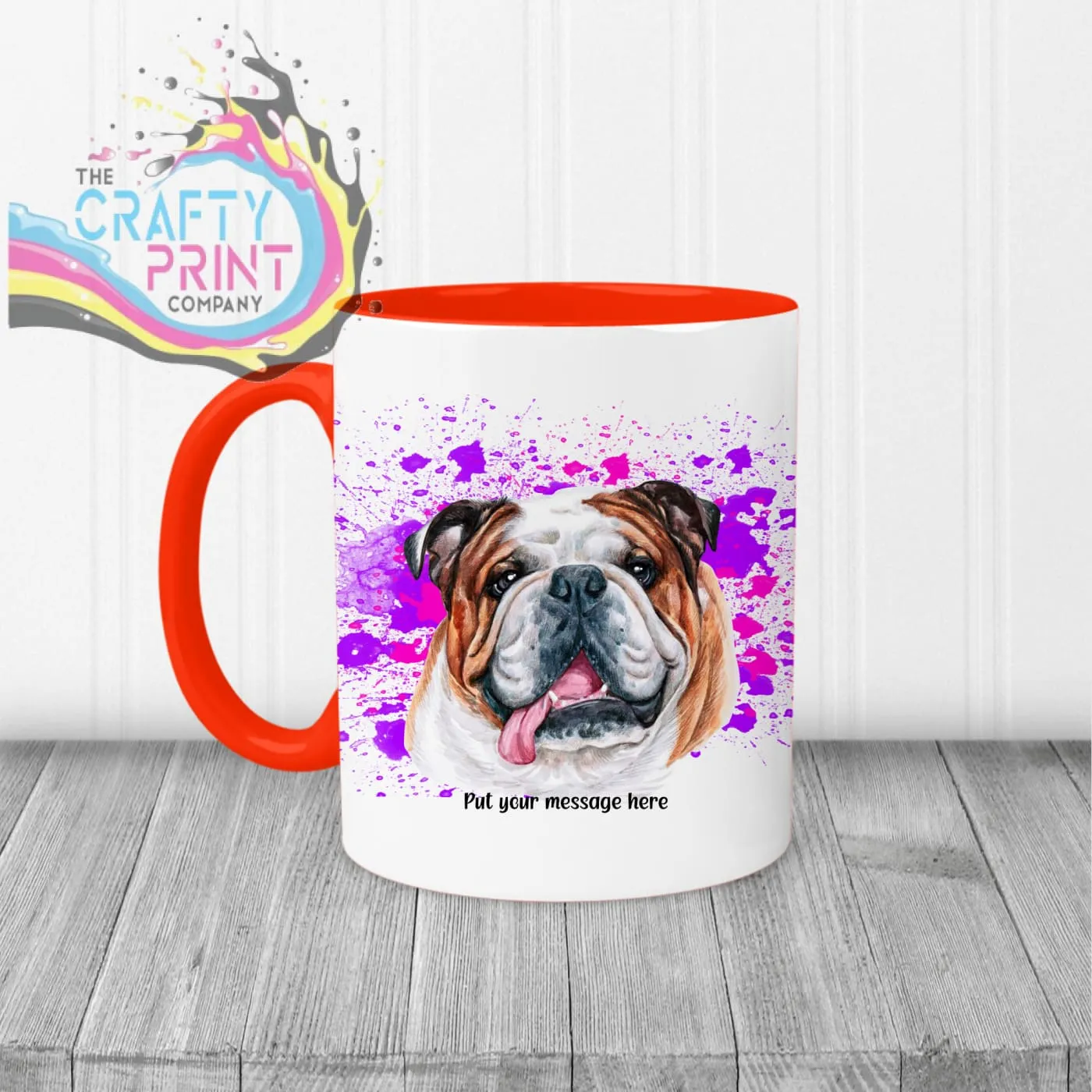 English Bulldog Paint Splatter Personalised Mug