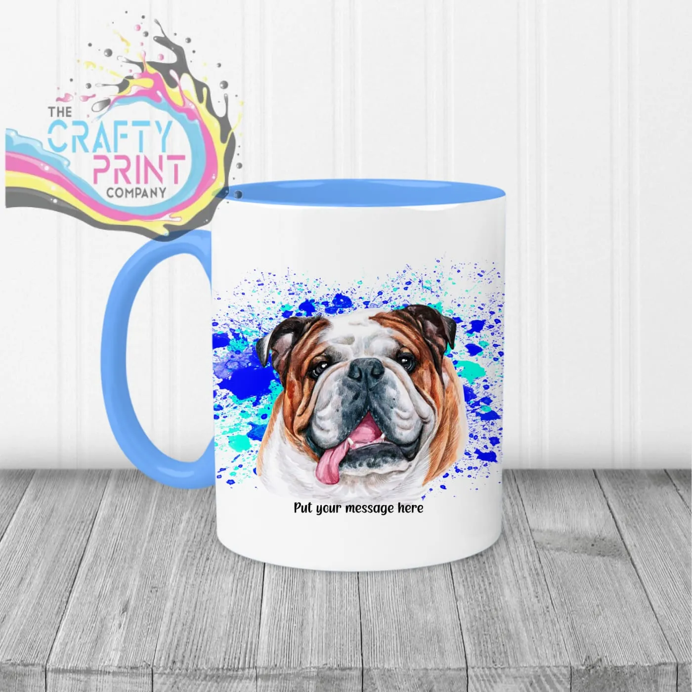 English Bulldog Paint Splatter Personalised Mug