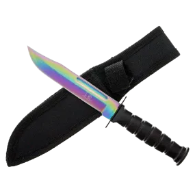 Falcon 7.5" Tactical Knives W/ Rainbow Coating Blade