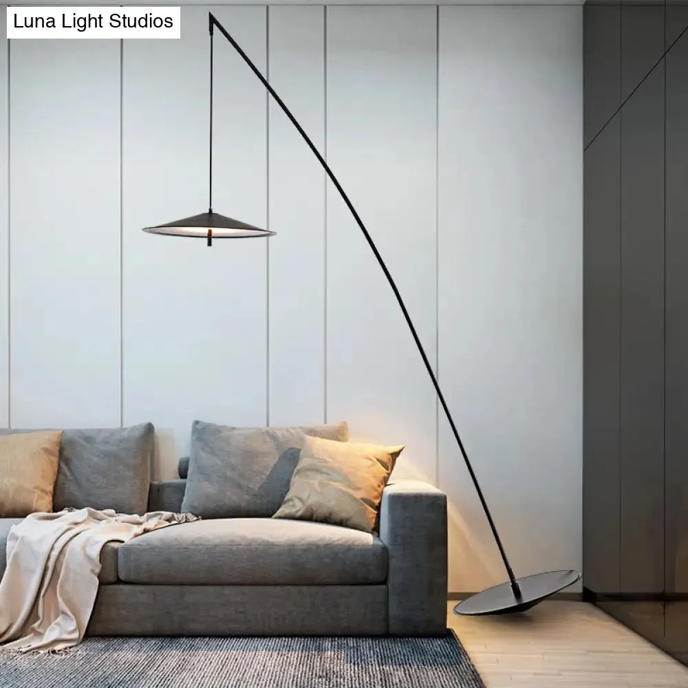 Fishing Floor Lamp: Simplicity Metal LED Floor Light with Dangling Shade