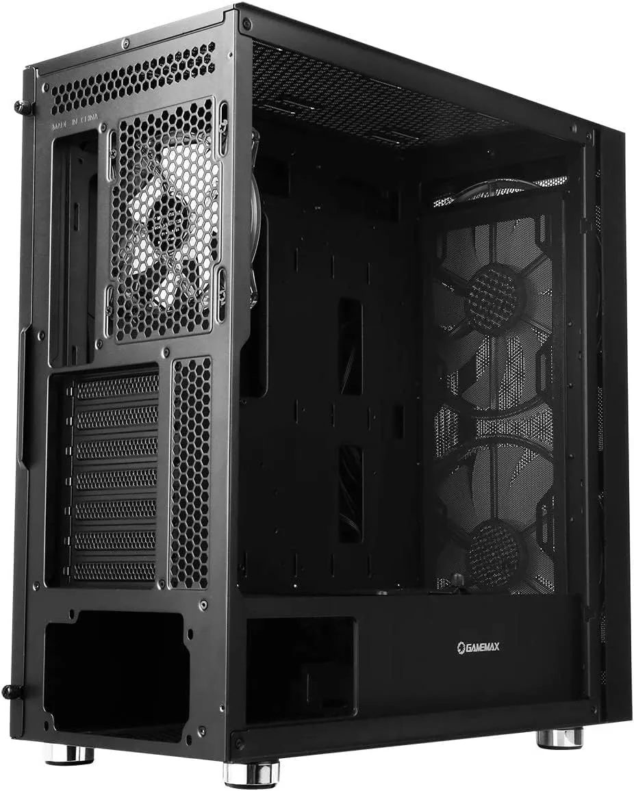 GameMax F15G ARGB Gaming PC Case w/ Glass Window, E-ATX, Glass Front, Front 20cm ARGB Fans, ARGB PWM Hub, RF Remote Control, Black