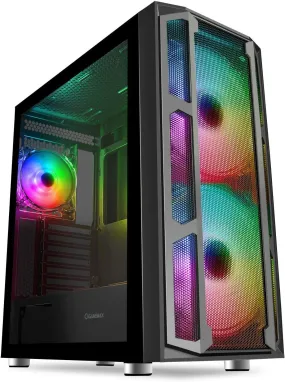 GameMax F15M Mesh ARGB Gaming Case w/ Glass Window, E-ATX, Mesh Front, Front 20cm ARGB Fans, ARGB PWM Hub, RF Remote Control, Black