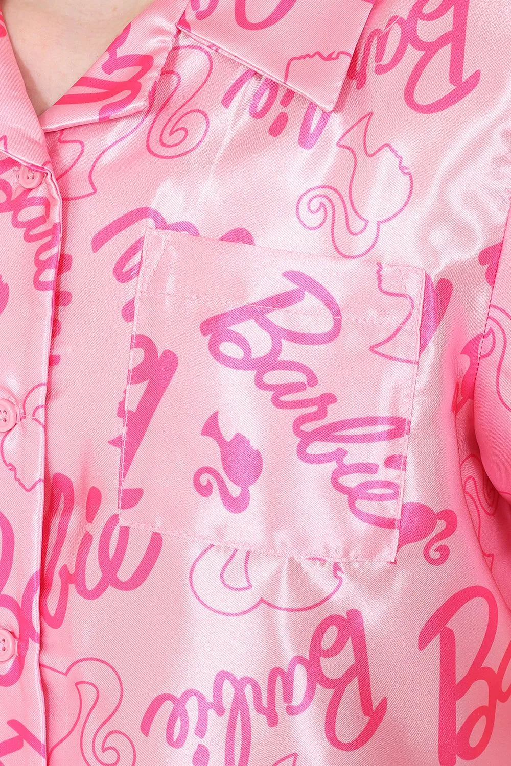 Girls Barbie Short Satin Pyjama Set