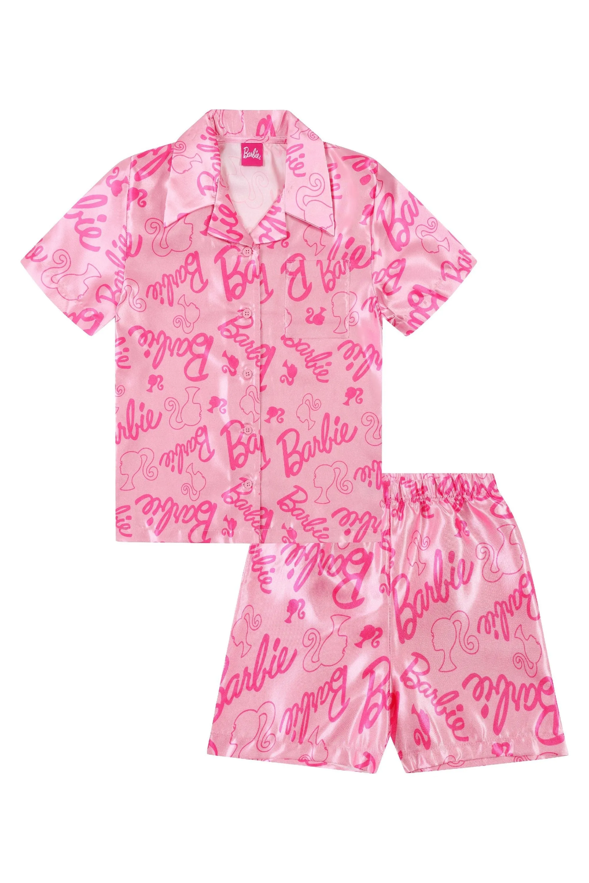 Girls Barbie Short Satin Pyjama Set