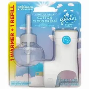 GLADE PLUG IN SCENTED OIL WARMER PLUS REFILL COTTON CLOUD DREAM - GPISOWPRCCD