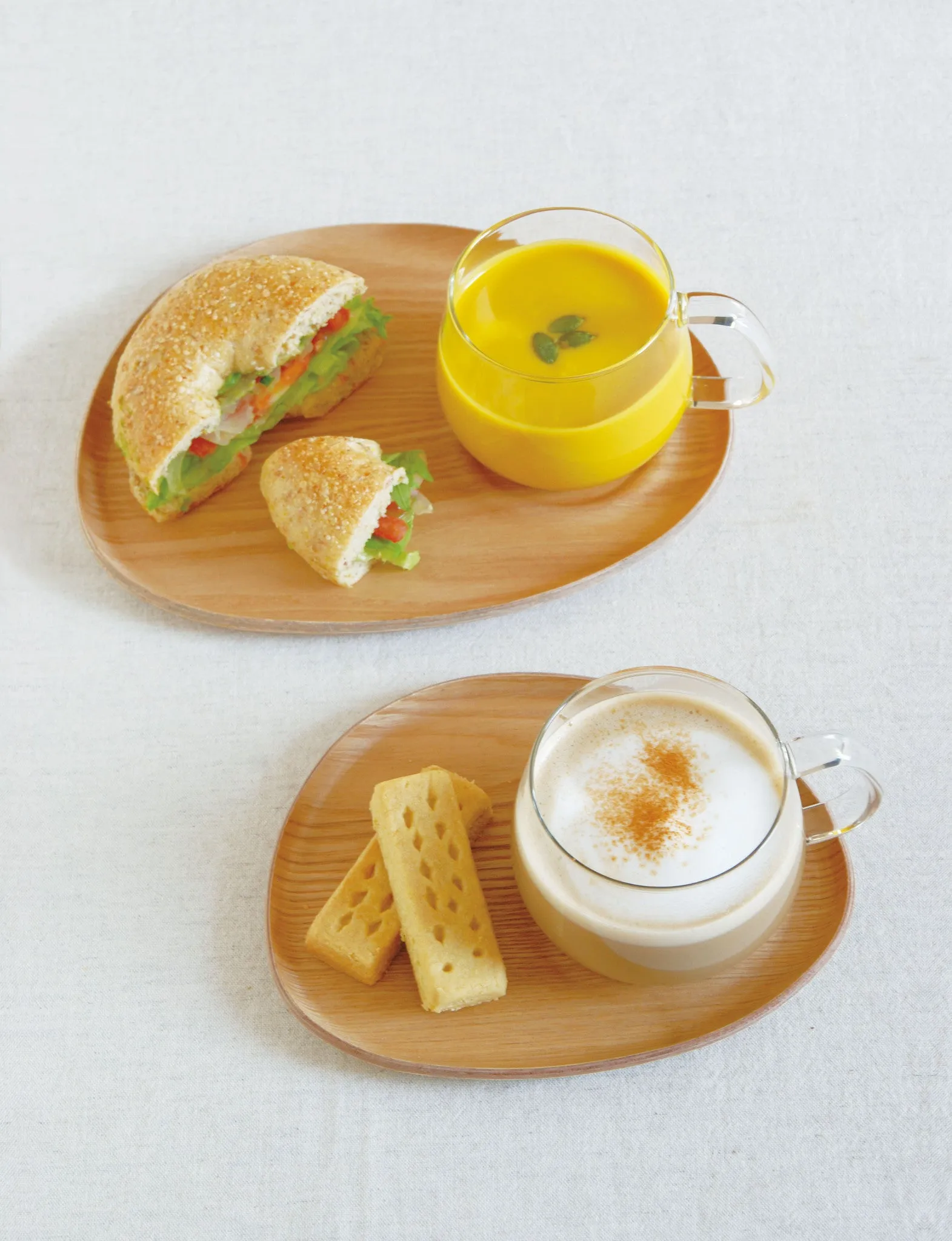 Glassware: KINTO Fika Cafe Mug & Wooden Plate - Yellow, 250ml/8.5 fl. oz, available in 2 plate sizes