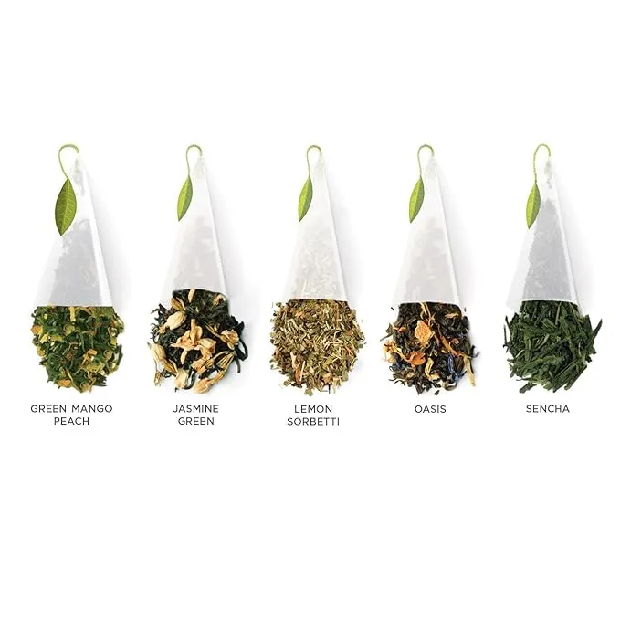 Green Tea Assortment Presentation Box 10 Handcrafted Pyramid Tea Infusers