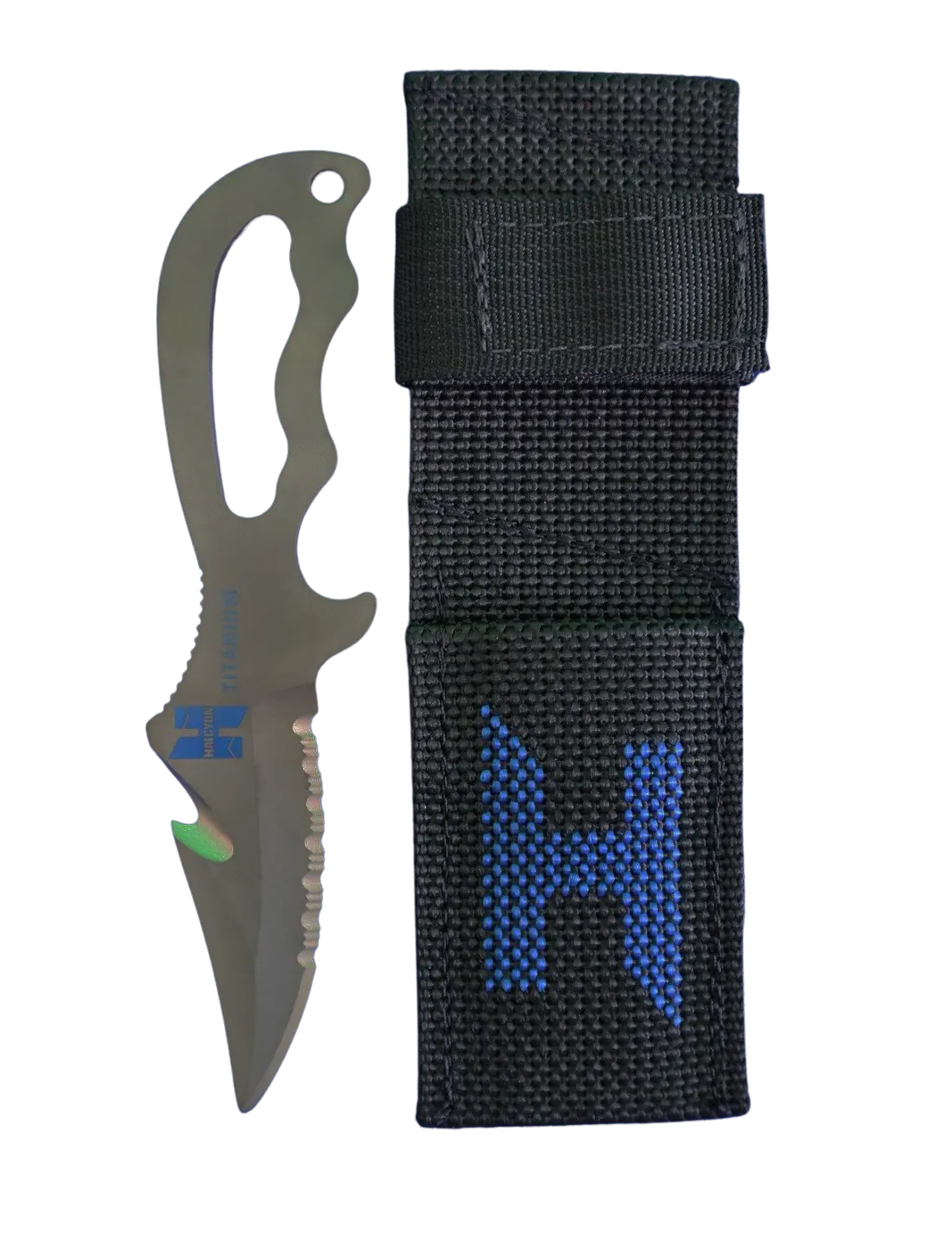 Halcyon Explorer Low-Profile Titanium Knife with Angled Sheath