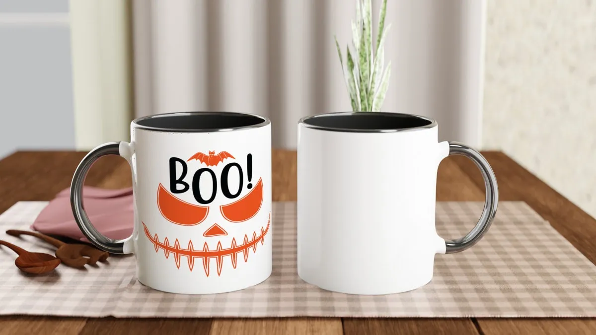 halloween scary pumpkin face -boo boo bash -boo halloween handmaid ceramic mug gift