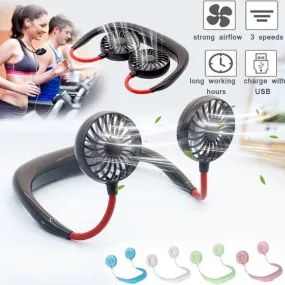 Hands-free Neck Hanging Fan USB Rechargeable Mini Portable Sports Cooler