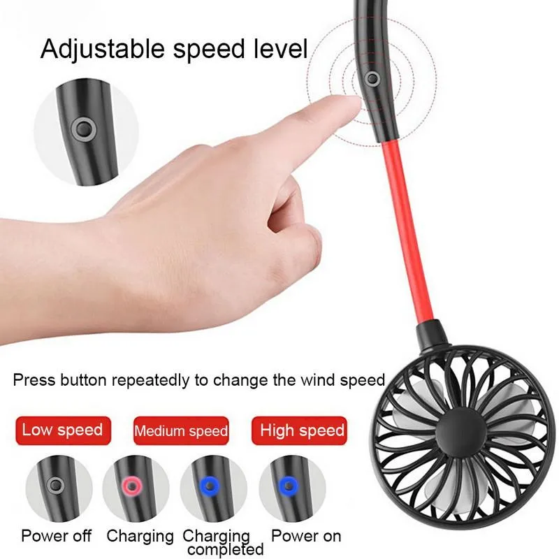 Hands-free Neck Hanging Fan USB Rechargeable Mini Portable Sports Cooler