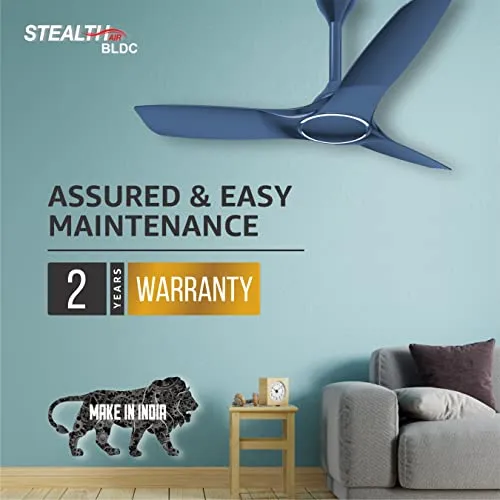 Havells Stealth Air The most silent BLDC fan with Premium Look and Finish, 1200mm BLDC motor and Remote Controlled Ceiling Fan (Indigo Blue, Pack of 1)