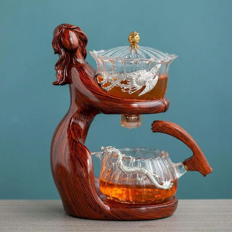 Heat Resistant Glass Semi-automatic Tea Set Decorative Holder Base