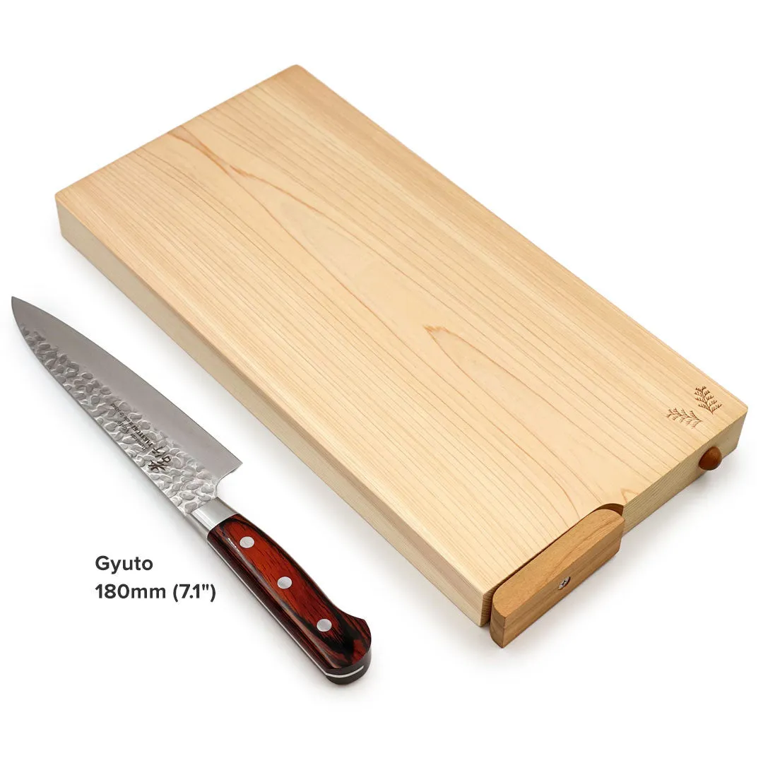 Hinoki (Japanese Cypress) Cutting Board w/Stand 14.2" x 7.1" x 1.2" ht