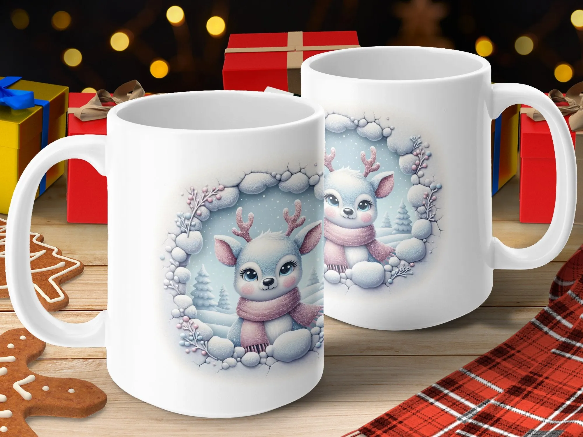 Hole in Wall Reindeer Coffee Mug, Hole in the Wall, Reindeer Mug, Reindeer Cup