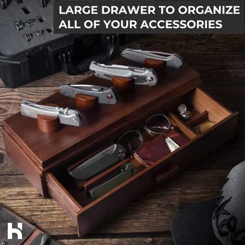 Holme & Hadfield Pocket Knife Display Case Stand Walnut EDC Storage Organizer