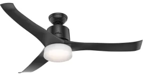 Hunter 59375 Ceiling Fan, 3-Blade, Black Housing, Black Blade, 54 in Sweep, Plastic Blade, 3-Speed, With Lights: Yes :EA: QUANTITY: 1