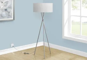 IllumiLux 62 inch Contemporary Nickel Floor Lamp with Grey Shade