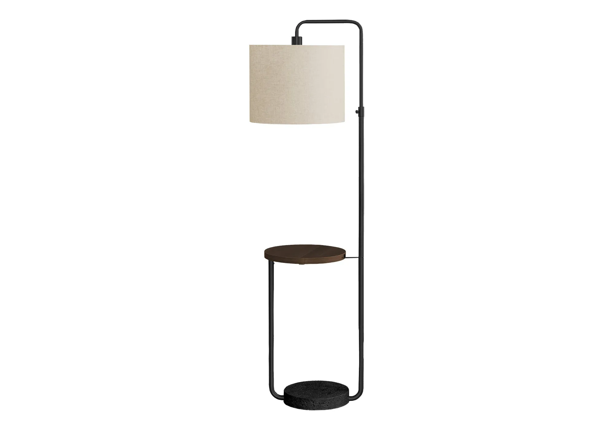 IllumiStand Pro: 67 inch Contemporary Floor Lamp with USB Port - Black Metal & Ivory Shade