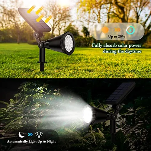 INECOKS 800 Lumens Solar Spot Lights Outdoor,Solar Flood Lights Waterproof Solar Spotlight for Pathway Driveway Backyard Patio Tree Landscape Garage