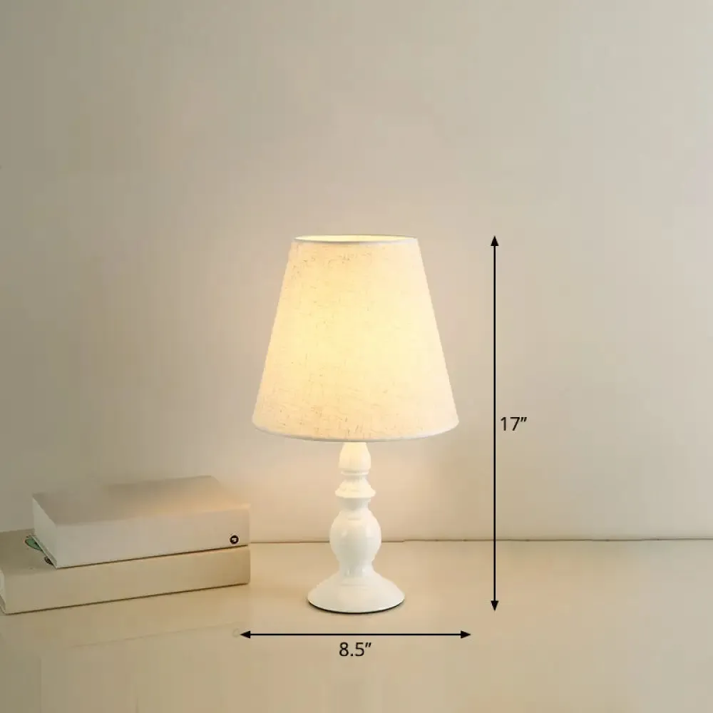 Iron Nightstand Lamp: Minimalistic 1-Light Bedside Table Light with Tapered Fabric Shade