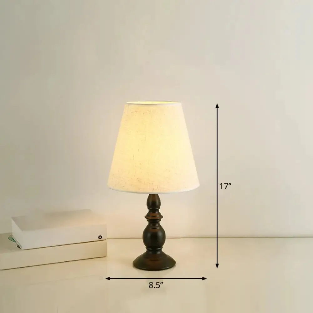 Iron Nightstand Lamp: Minimalistic 1-Light Bedside Table Light with Tapered Fabric Shade