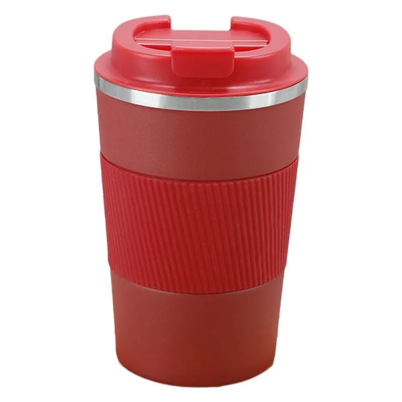 Kuber Industries Stainless Steel Insulated Coffee Mug with Sleeve|Travel Coffee Mug 380 ML-Pack of 4|Red|