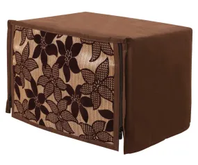 Kuber Industries Velvet Flower Printed Microwave Oven Cover, Dustproof Machine Protector Cover,25 LTR. (Brown)-HS43KUBMART26060