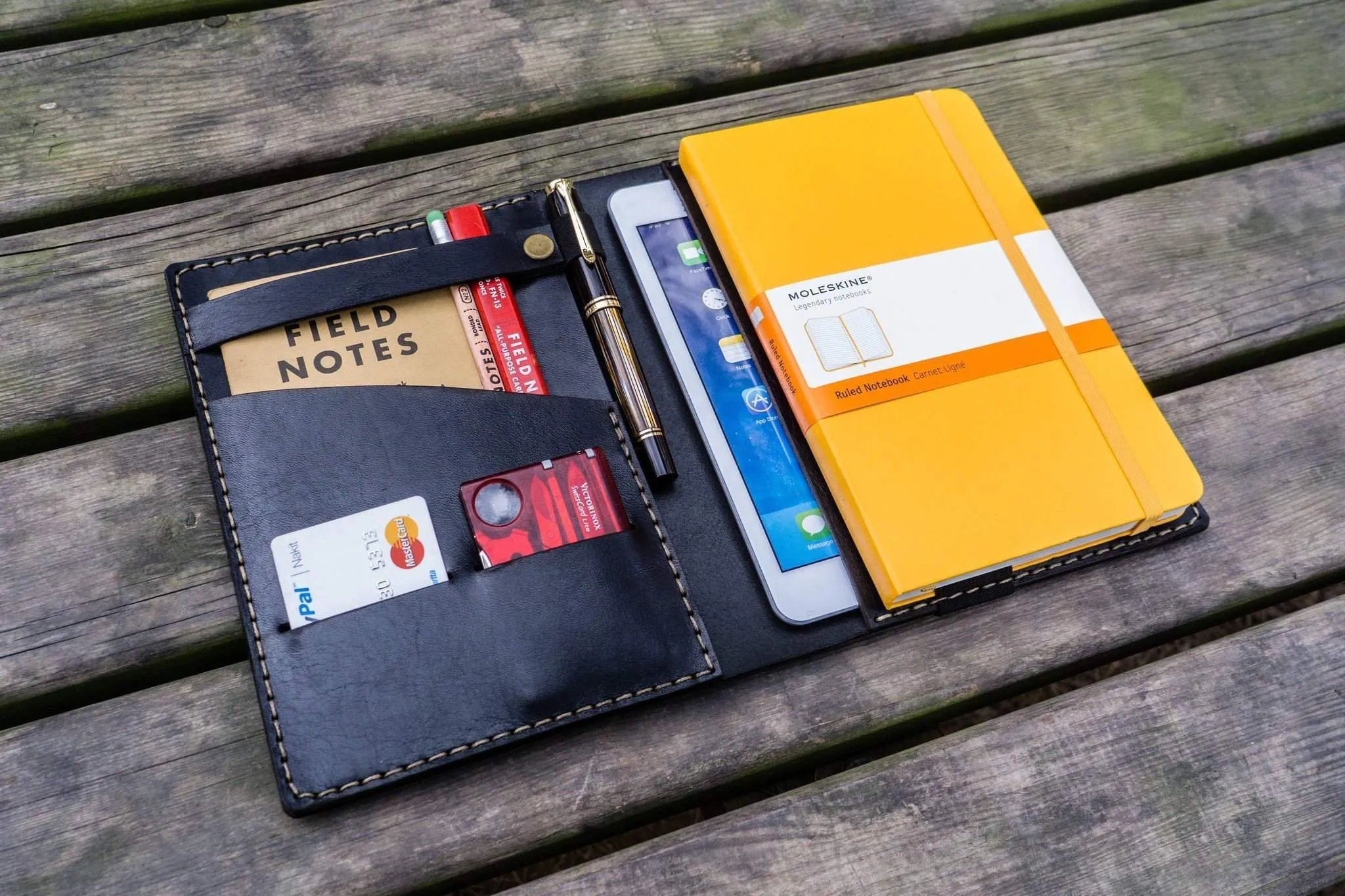 Leather Rhodia A5 Notebook & iPad Mini Cover - Black