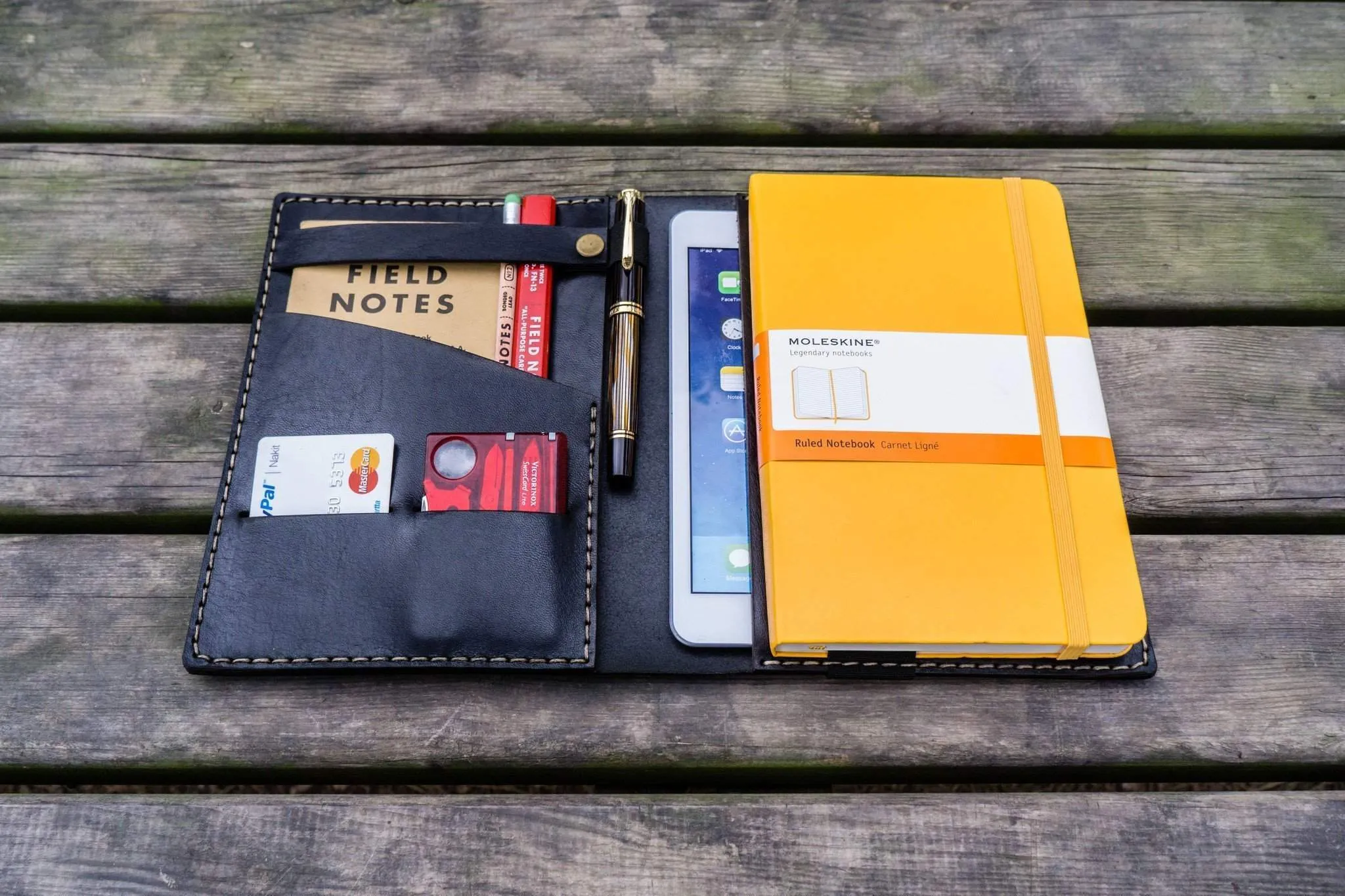 Leather Rhodia A5 Notebook & iPad Mini Cover - Black