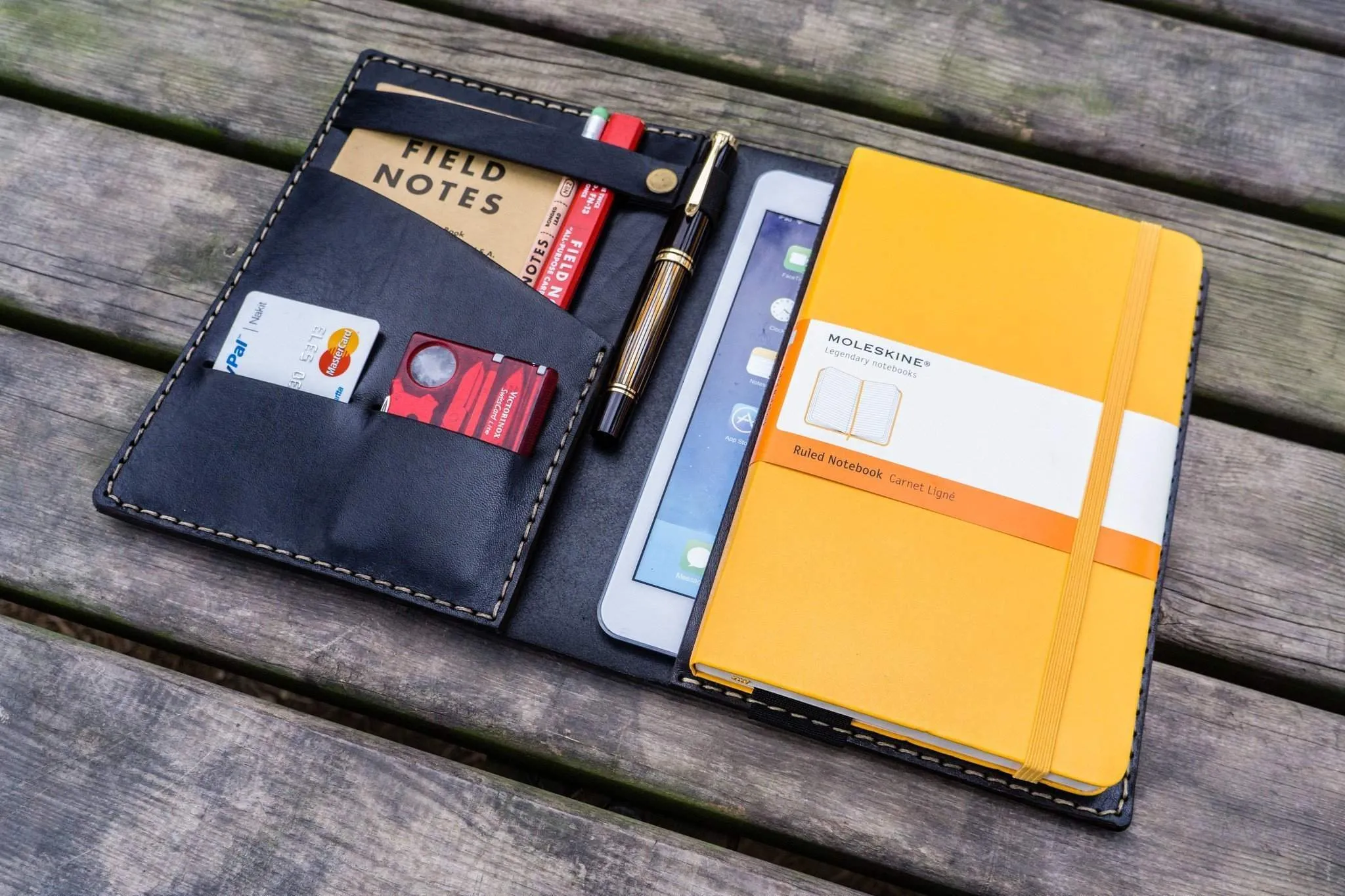 Leather Rhodia A5 Notebook & iPad Mini Cover - Black