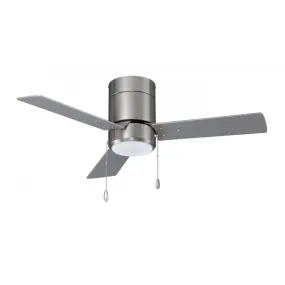 LED SABIO 42" Sweep Hugger 3-Blade Pull Chain Ceiling Fan in Brushed Nickel