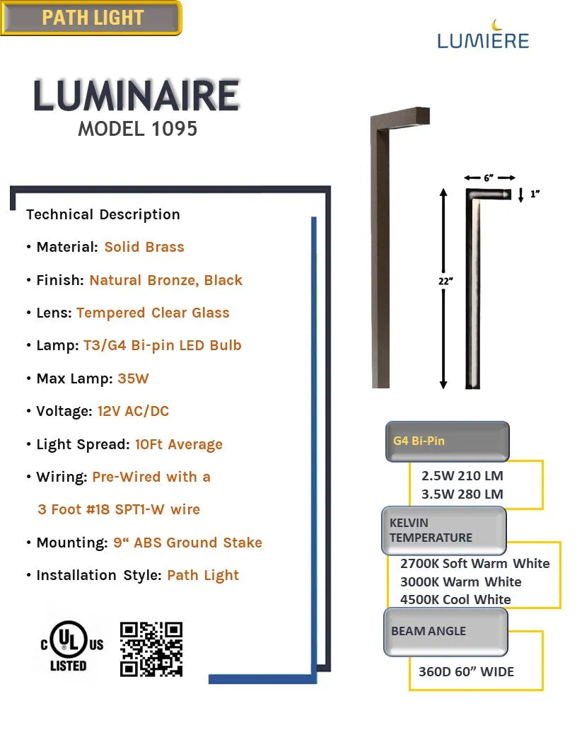 Luminaire Solid Brass Contemporary Pathway Light Natural Bronze