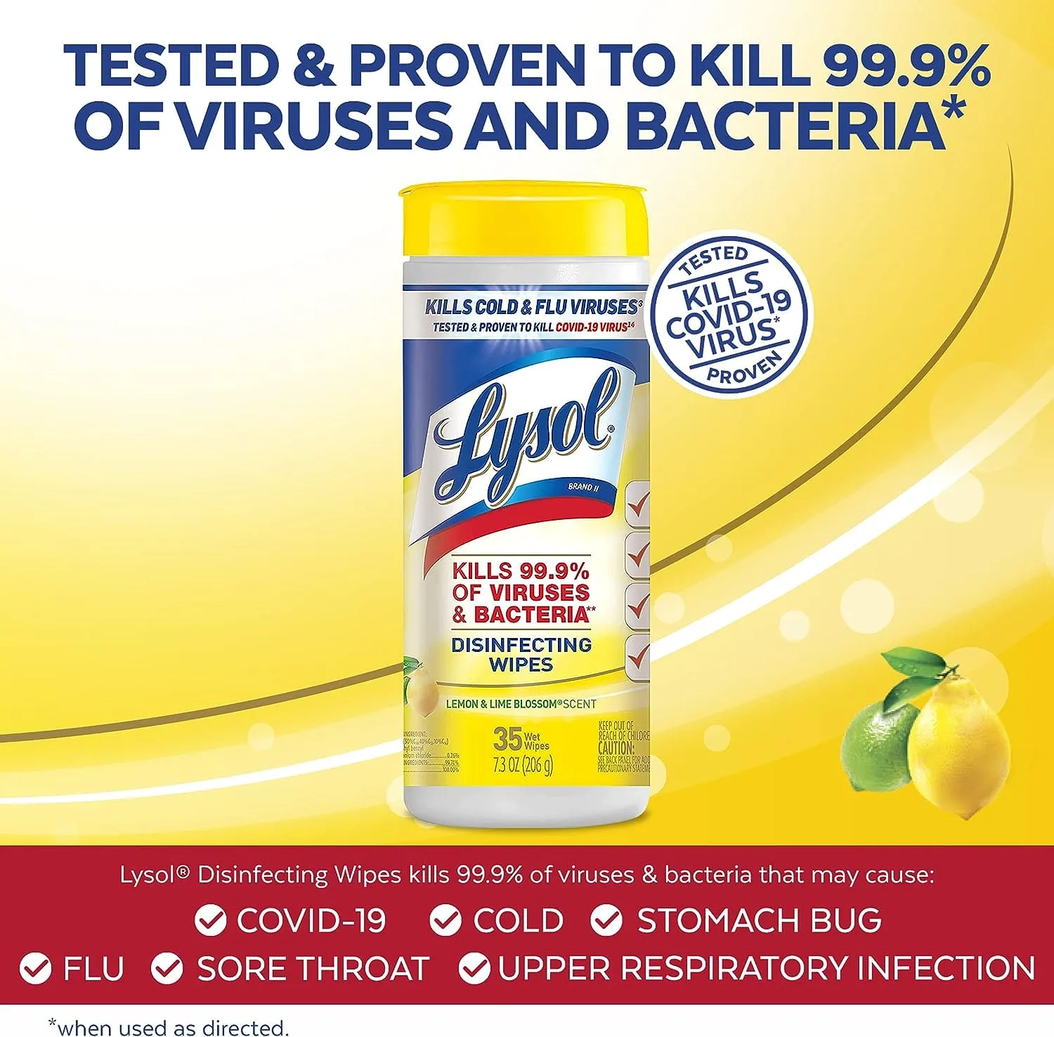 Lysol Disinfectant Wipes, For Disinfecting, Deodorizing, and Cleaning, Lemon & Lime Blossom, 35ct - 01920081145