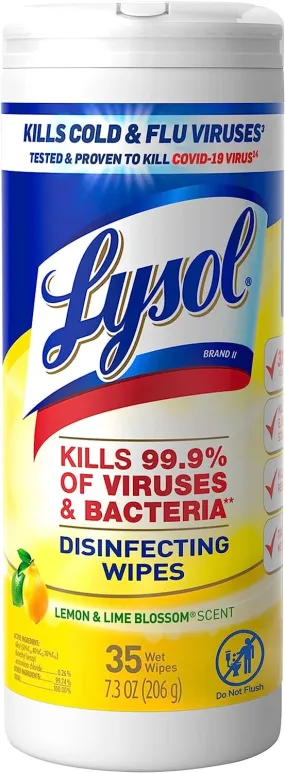 Lysol Disinfectant Wipes, For Disinfecting, Deodorizing, and Cleaning, Lemon & Lime Blossom, 35ct - 01920081145