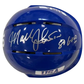 Mark Johnson Autographed Royal Blue Mini Helmet "80 Gold" (#10/10)