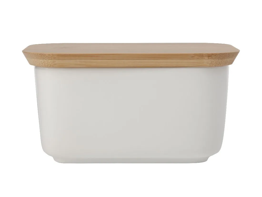 Maxwell & Williams White Basics Butter Dish With Bamboo Lid